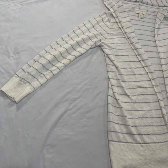 Cynthia Rowley Striped Hooded Cardigan Sweater Nautical Medium 100% Linen M - Picture 6 of 8